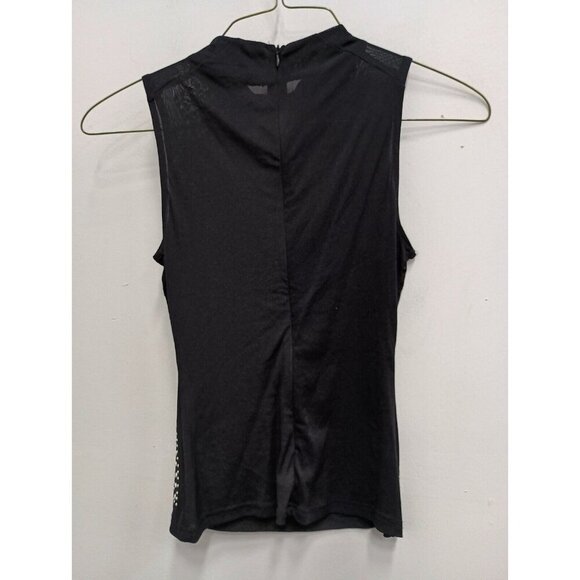 VTG 90s Y2K Xtaren Womens Top Medium Black Studded Mesh Sleeveless WhimsiGoth - Picture 8 of 8